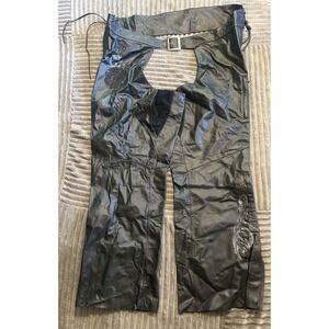 Harley Davidson Womens Leather Chaps Embroidery Gems Size 3W Logo Zip/Tie Biker